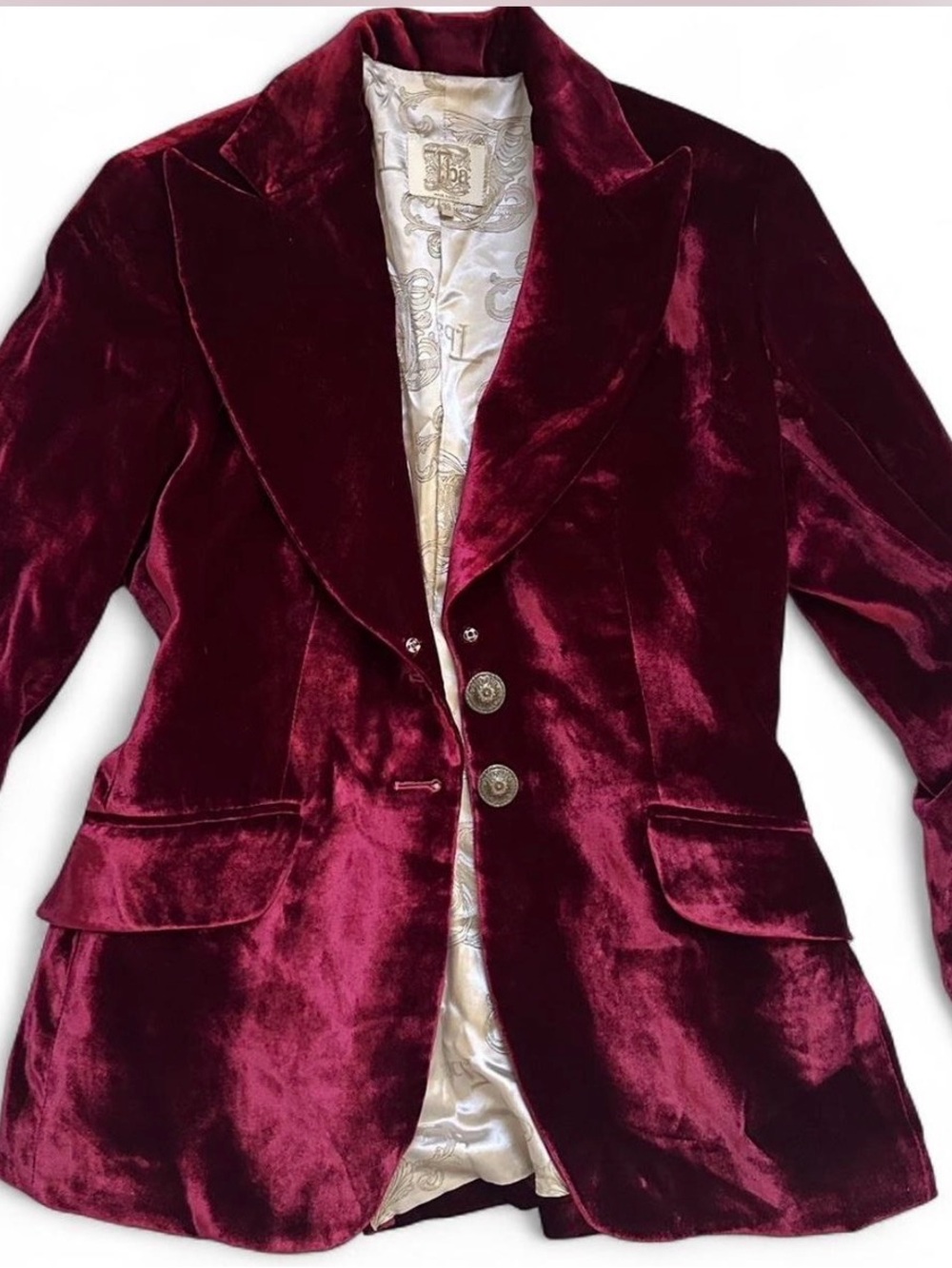 T.ba Swing Lux Silk Velvet Jacket in Wine
